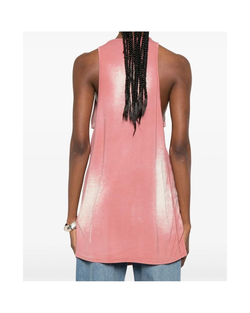 DIESEL Pink Bleached V-Neck Top