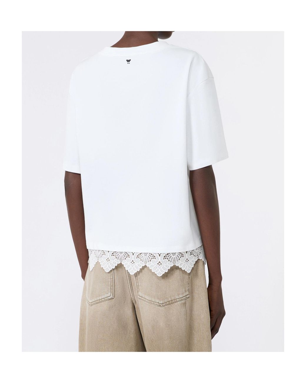 Weekend by Maxmara White Lace Trim Boxy T-Shirt