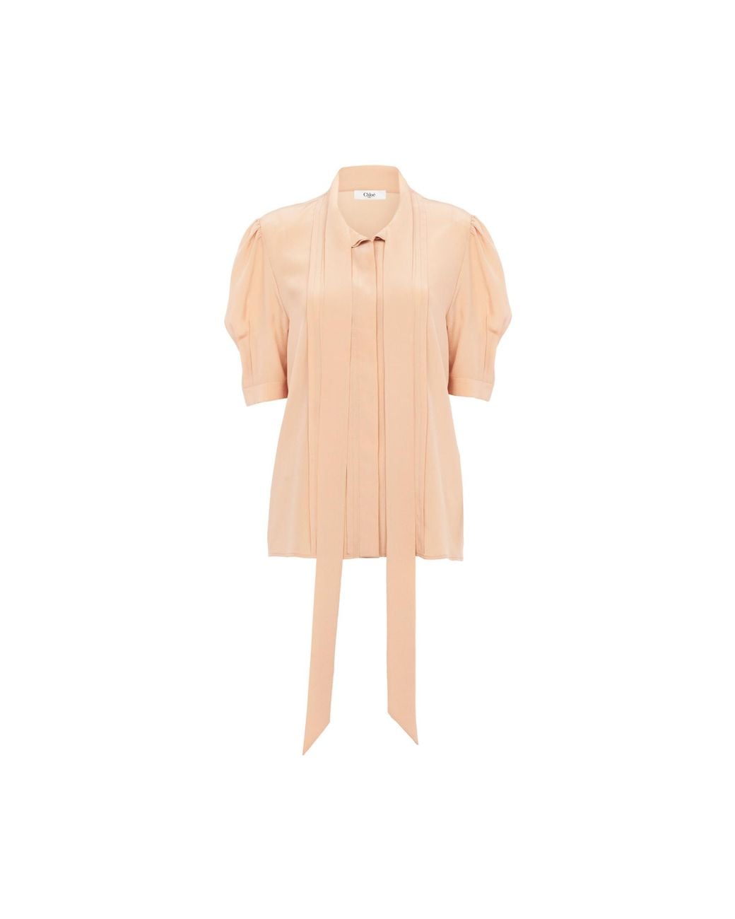 Chloé Natural Chloé Tied-Neck Puff Sleeved Blouse