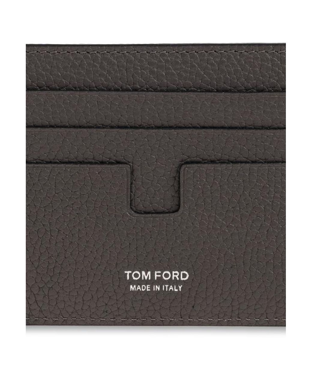 Tom Ford Gray T-Line Grained Leather Cardholder for men