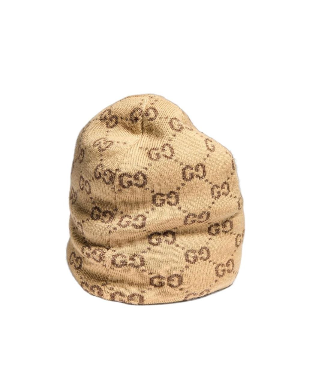 Gucci Natural Gg Wool Viscose Lamé Jacquard Hat