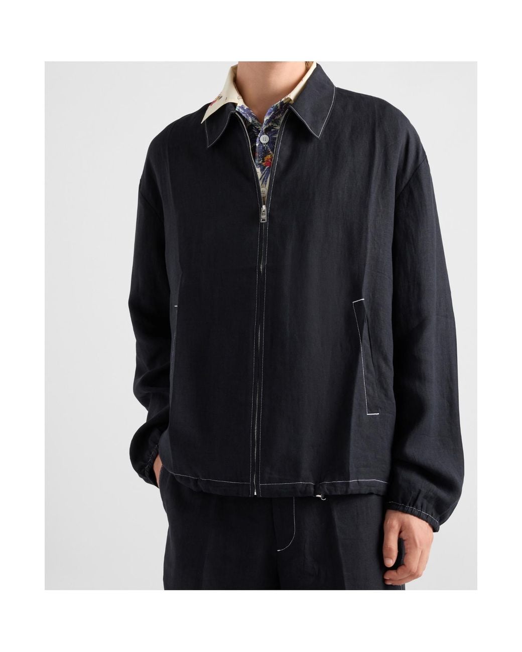 Prada Blue Cotton Blouson Jacket for men