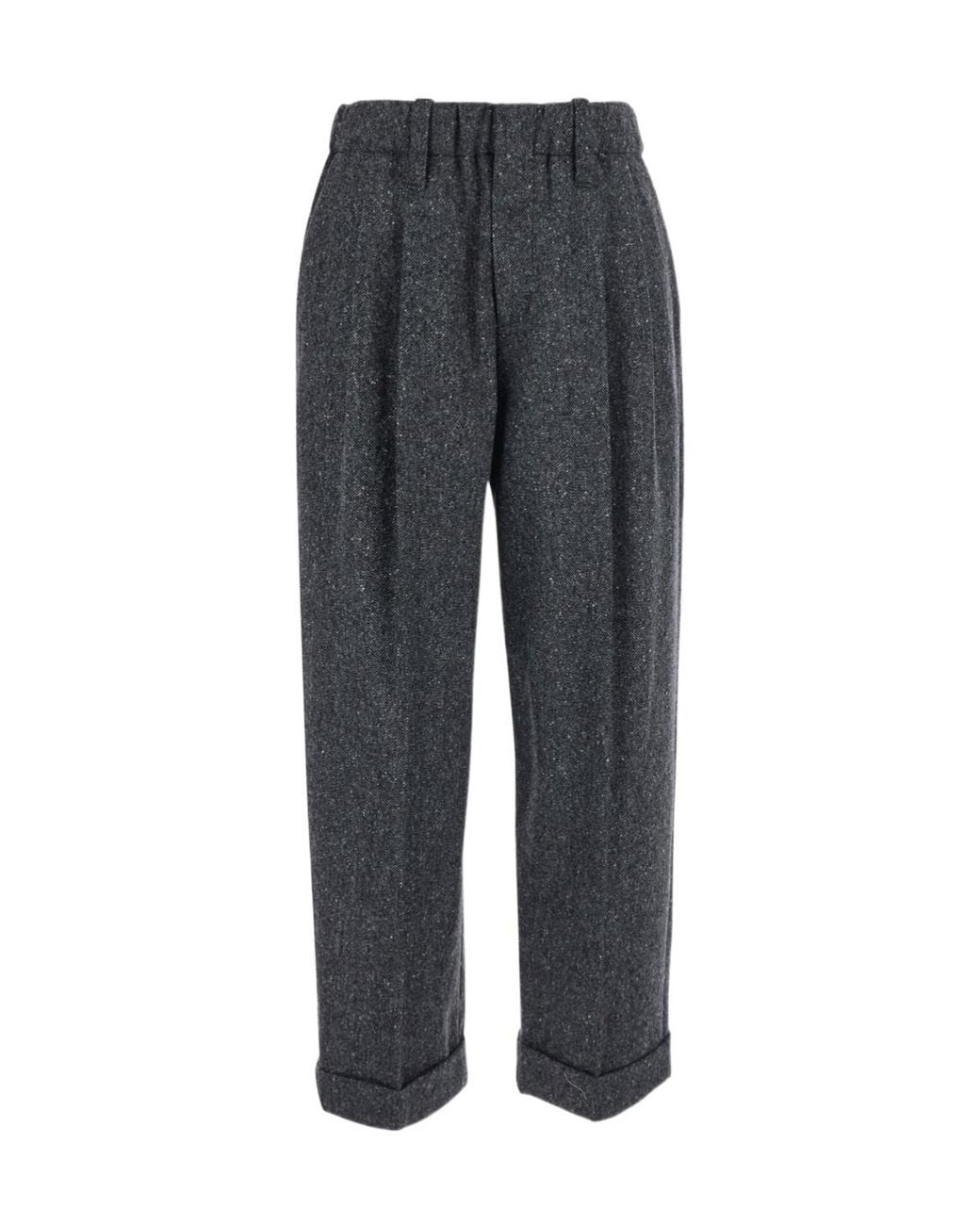 Brunello Cucinelli Gray 7/8-Length Elasticated Waistband Trousers