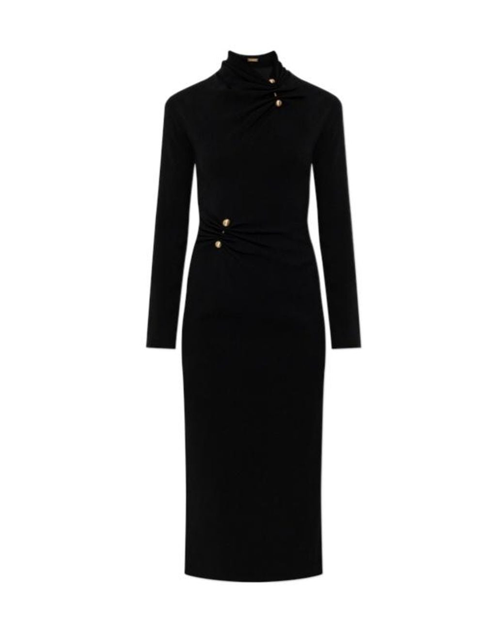 Cult Gaia Black Vera Ruched Midi Dress