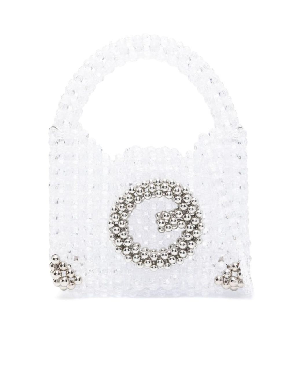 Germanier White Beaded Pearl Clutch Bag