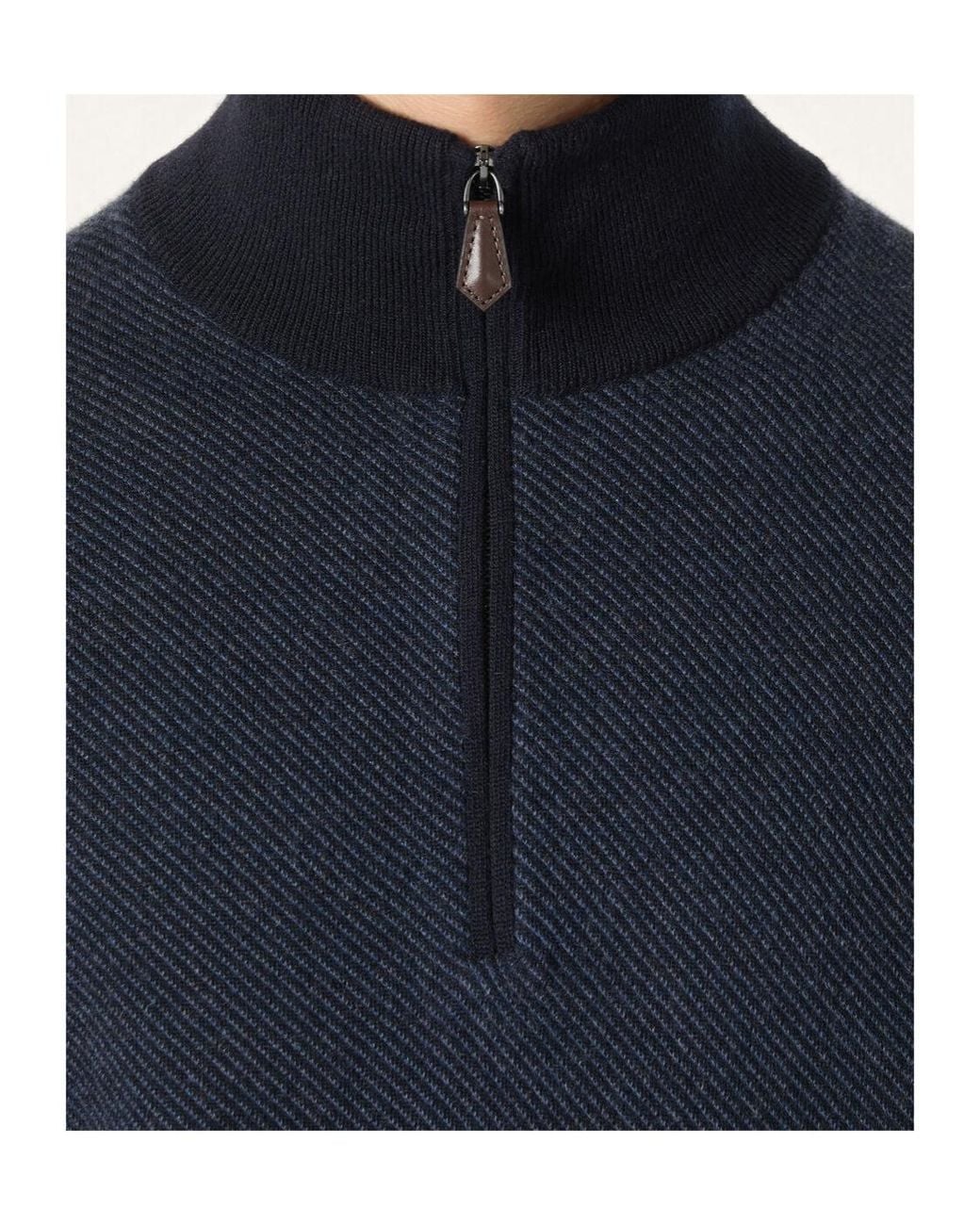 Loro Piana Blue Roadster Half-Zipped Sweater for men