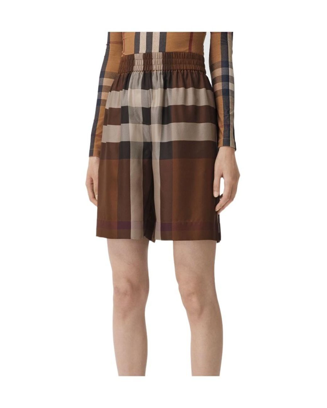Burberry Brown Silk Check Shorts