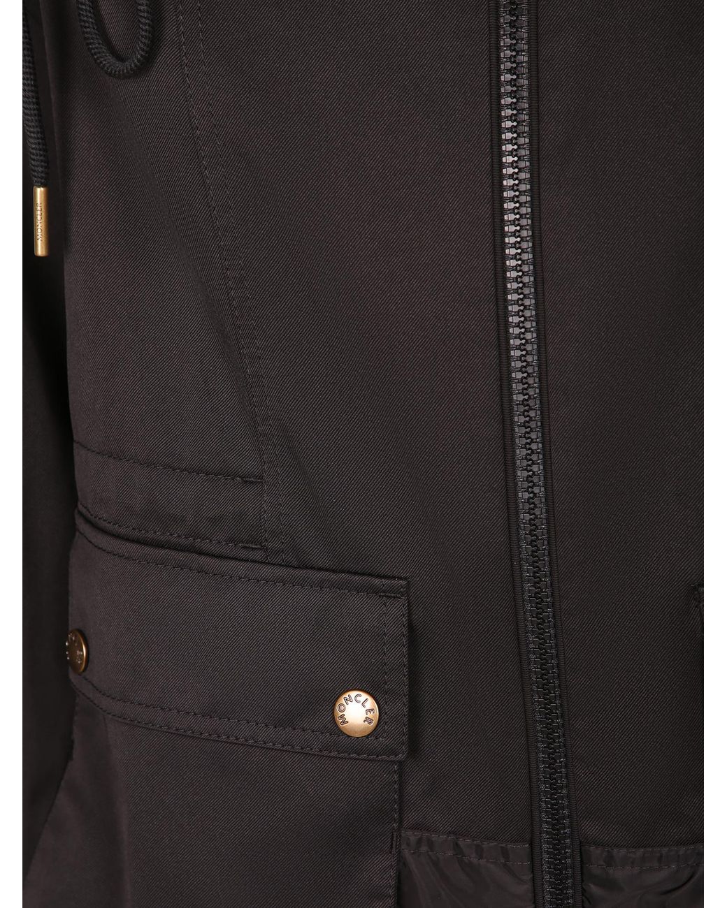 Moncler Black Adenium Logo Patch Hooded Coat