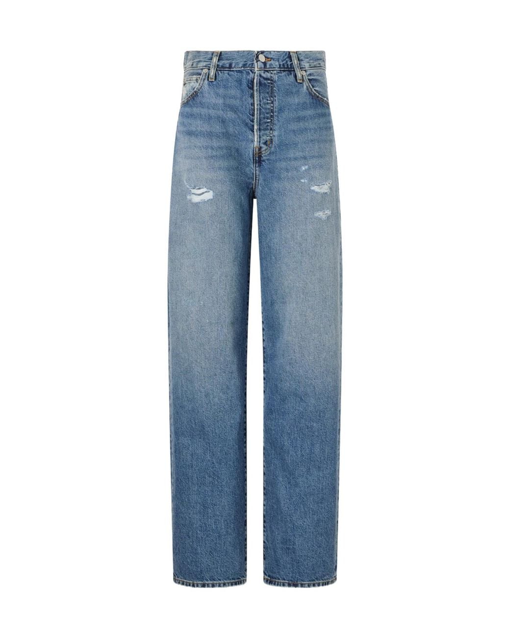 ÉTERNE Blue Saint Boyfriend Distressed Mid-Rise Straight-Leg Jeans