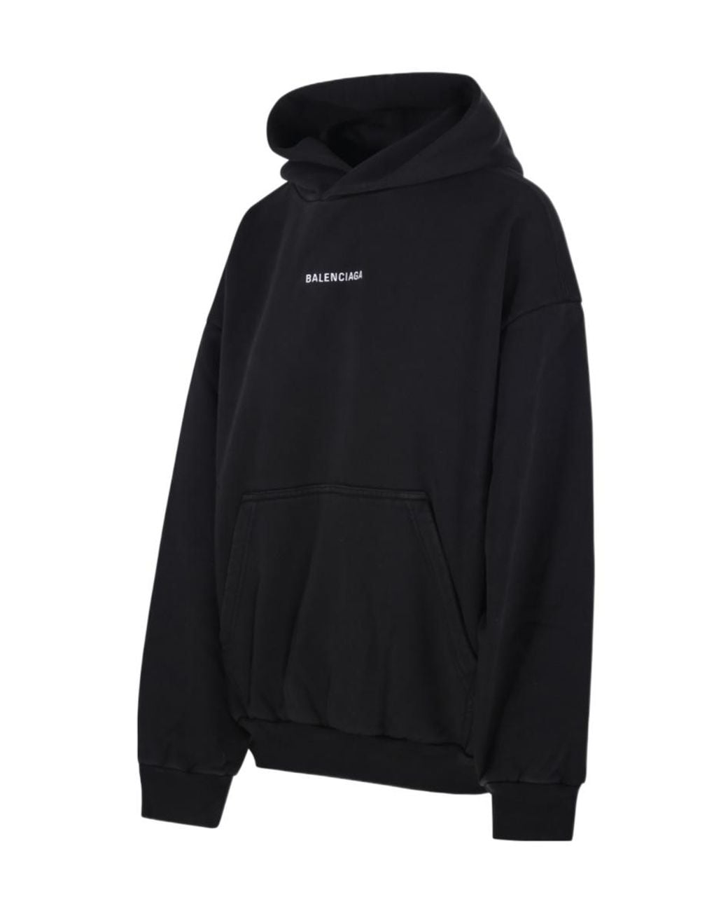 Balenciaga Black Logo Embroidered Medium-Fit Hoodie