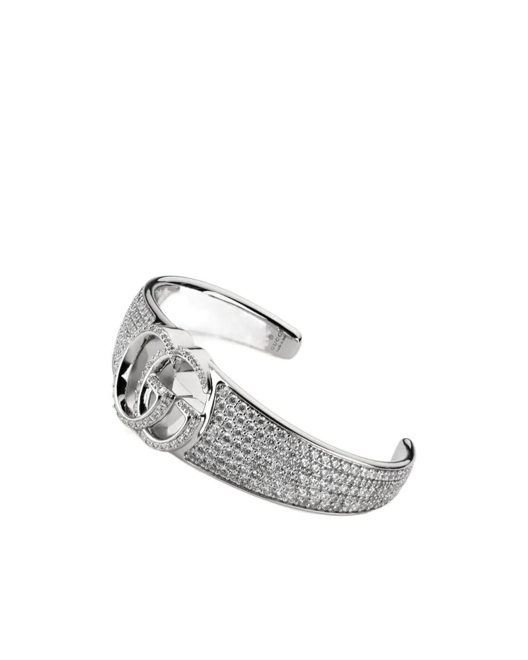 Gucci Gray Gg Marmont Crystal Cuff Bracelet