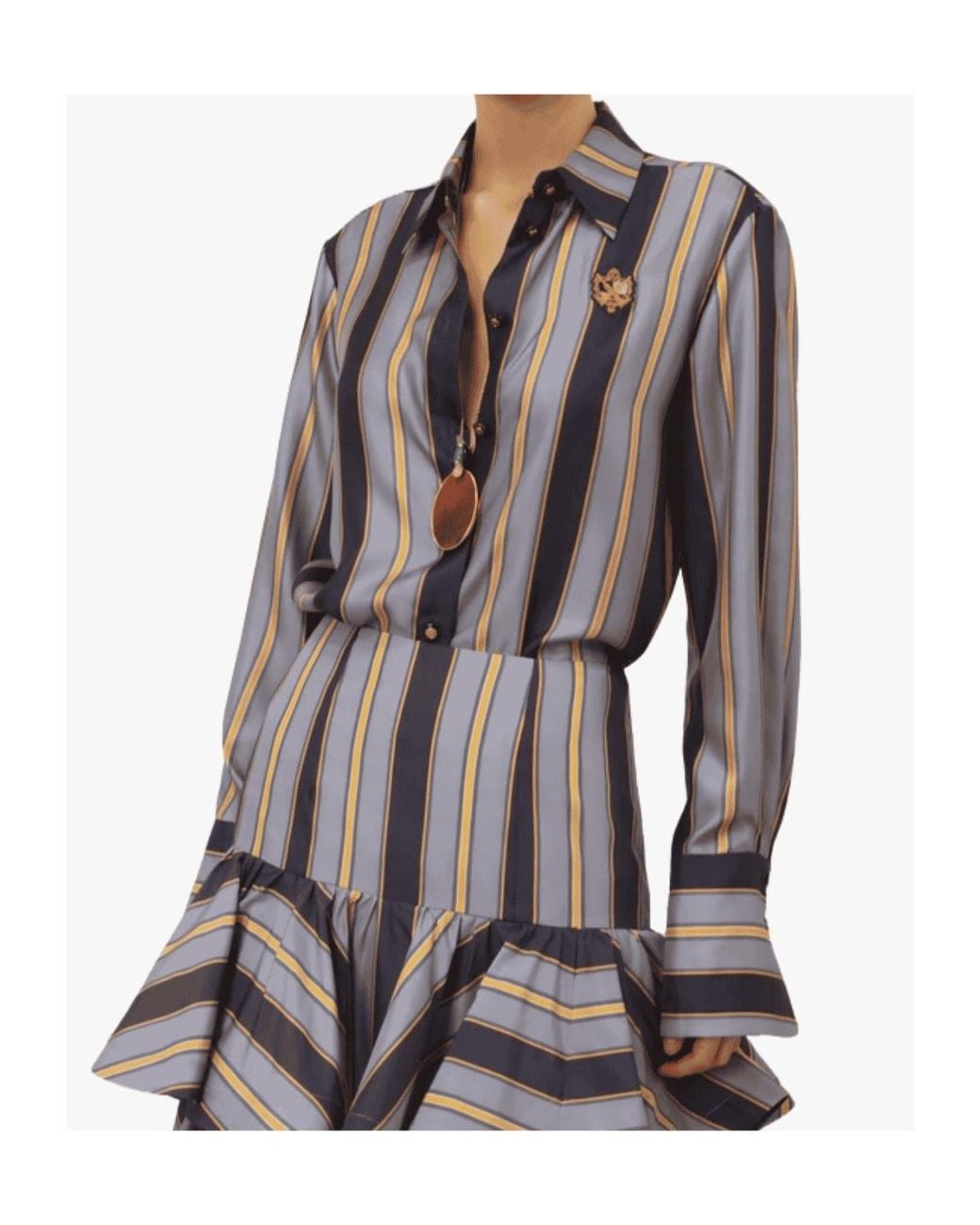 Zimmermann Blue Striped Embroidered-Patch Shirt