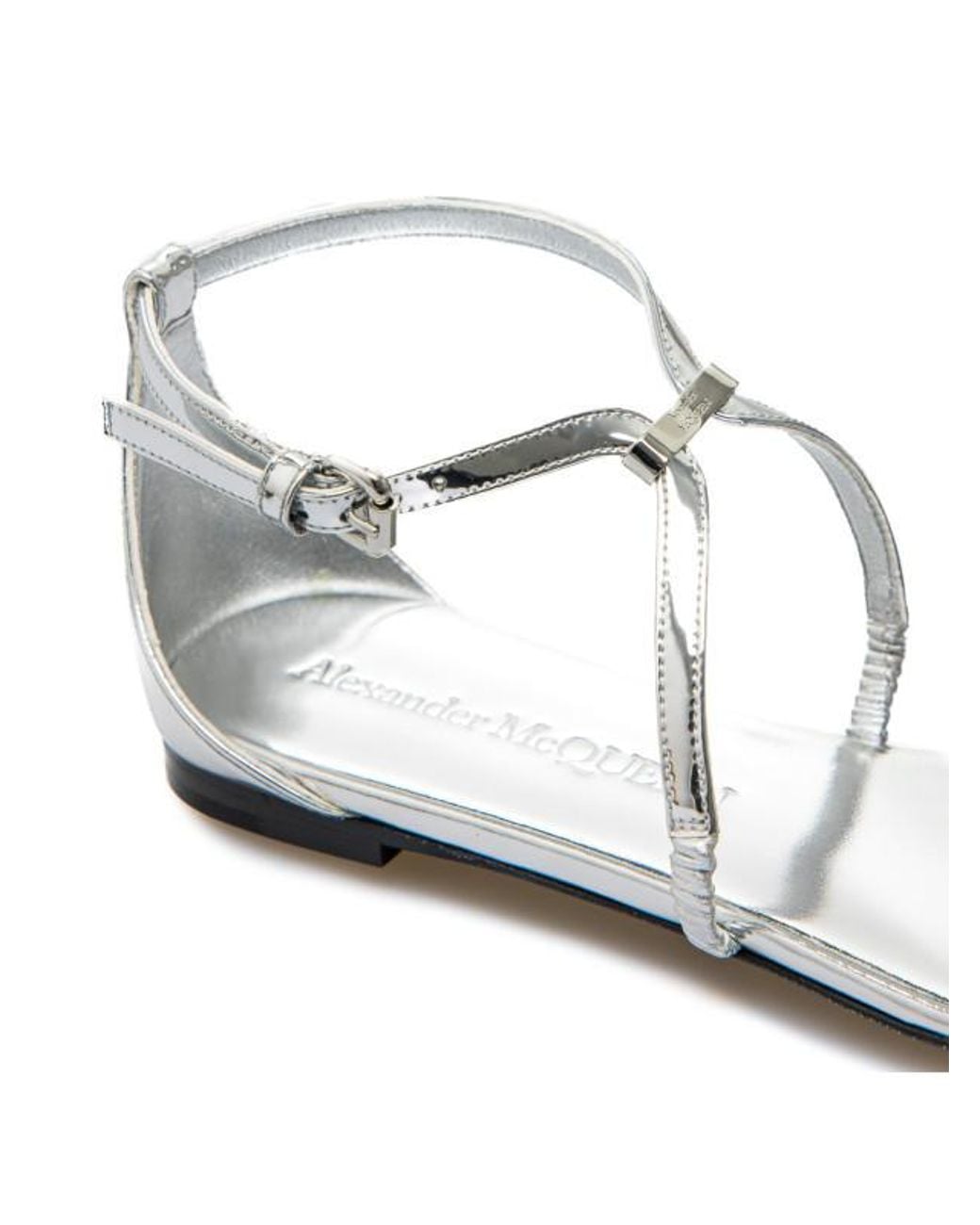 McQueen White Golden Goose Deluxe Brand Strappy Metallic Sandals