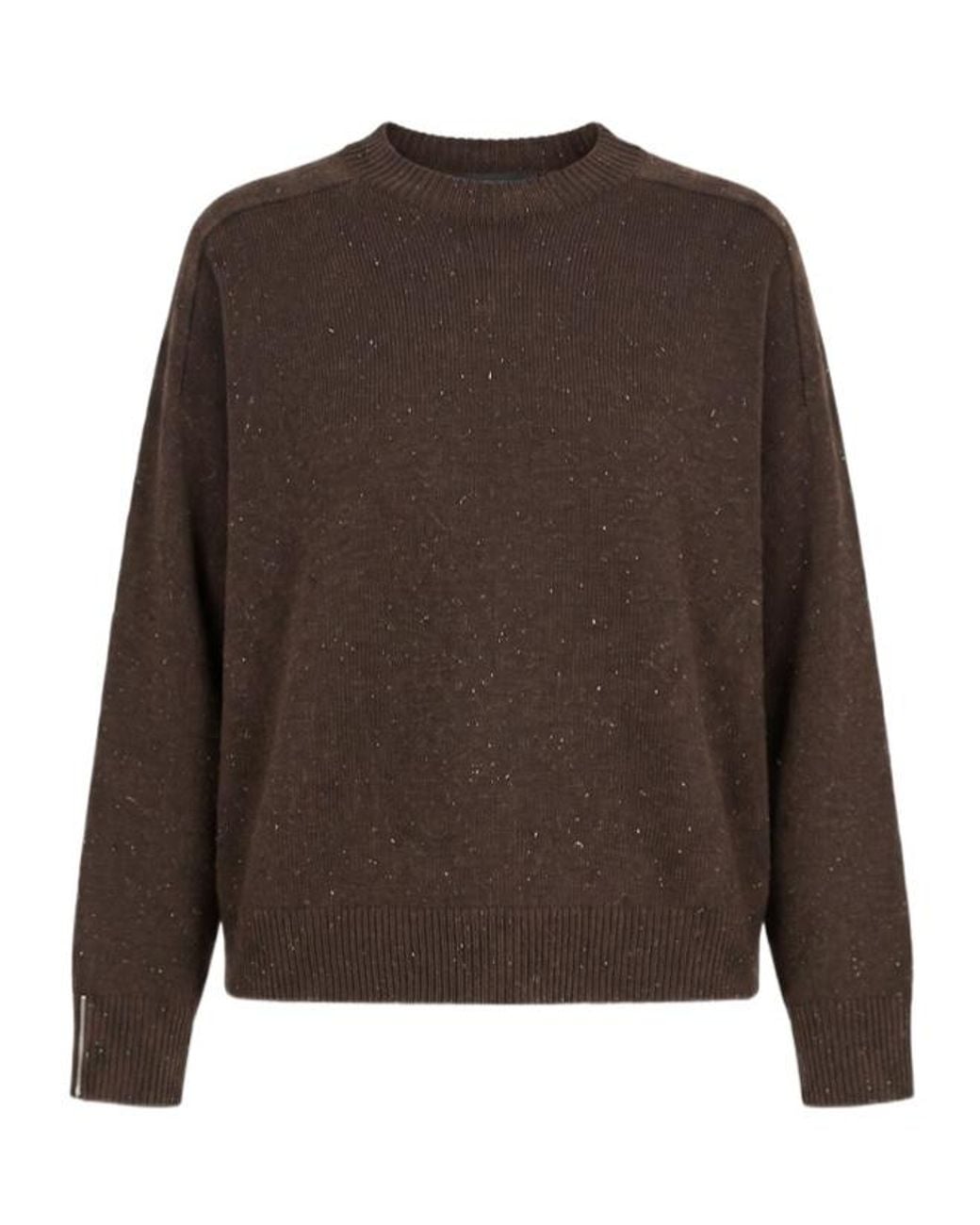 Peserico Brown Embellished Drop-Shoulder Jumper