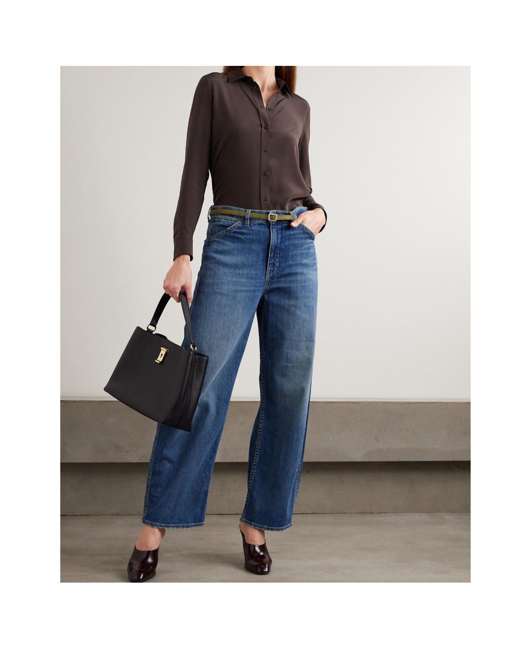 Nili Lotan Black Gaia Silk Long-Sleeve Shirt