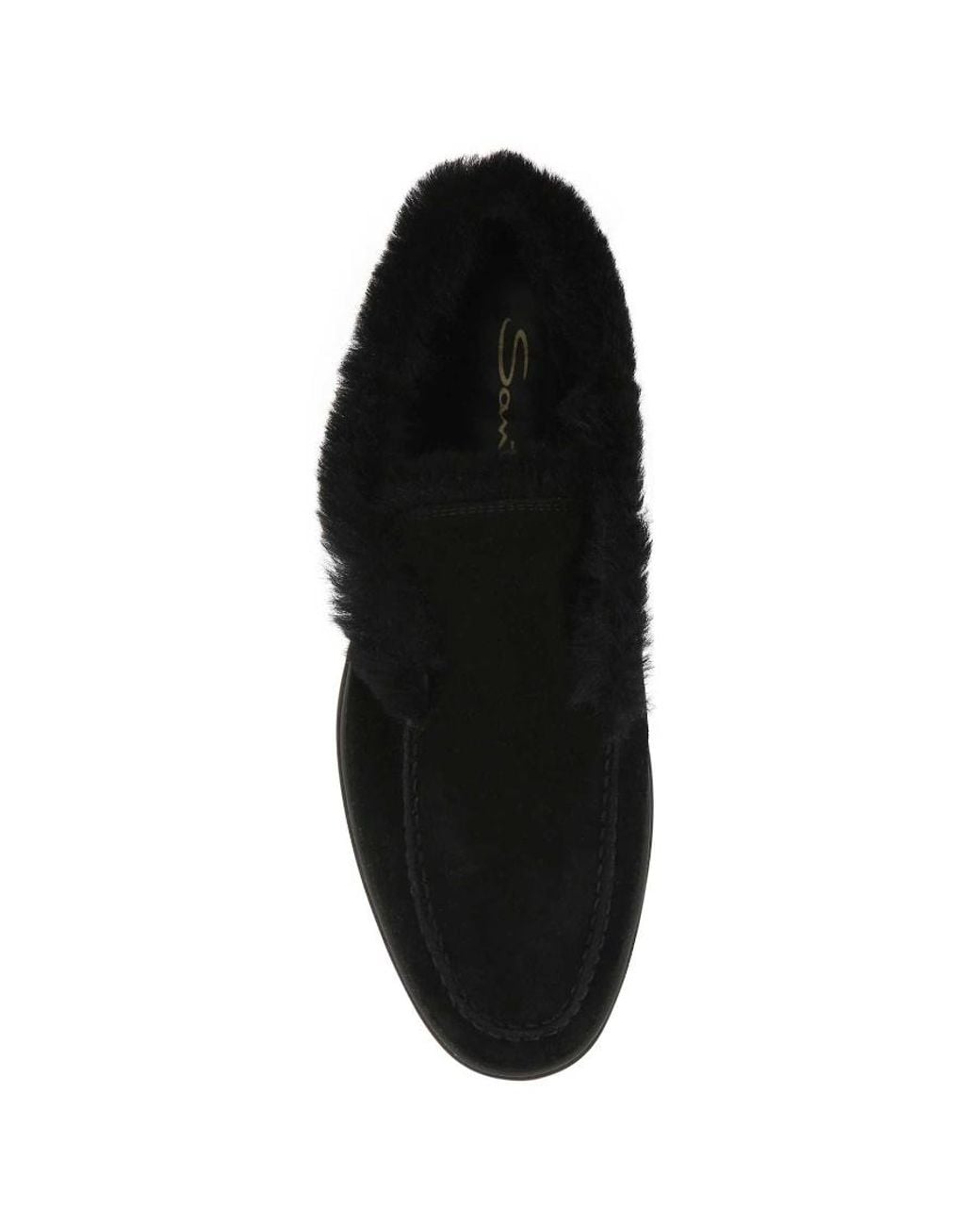 Santoni Black Fortune Shearling Boots