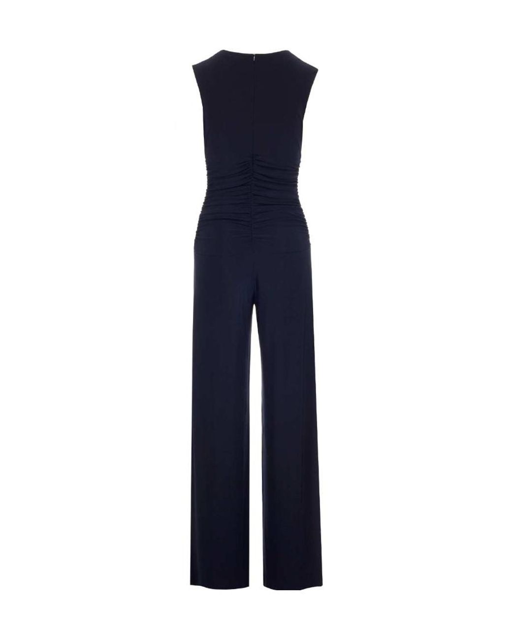 Norma Kamali Blue Ruched Wide-Leg Jumpsuit