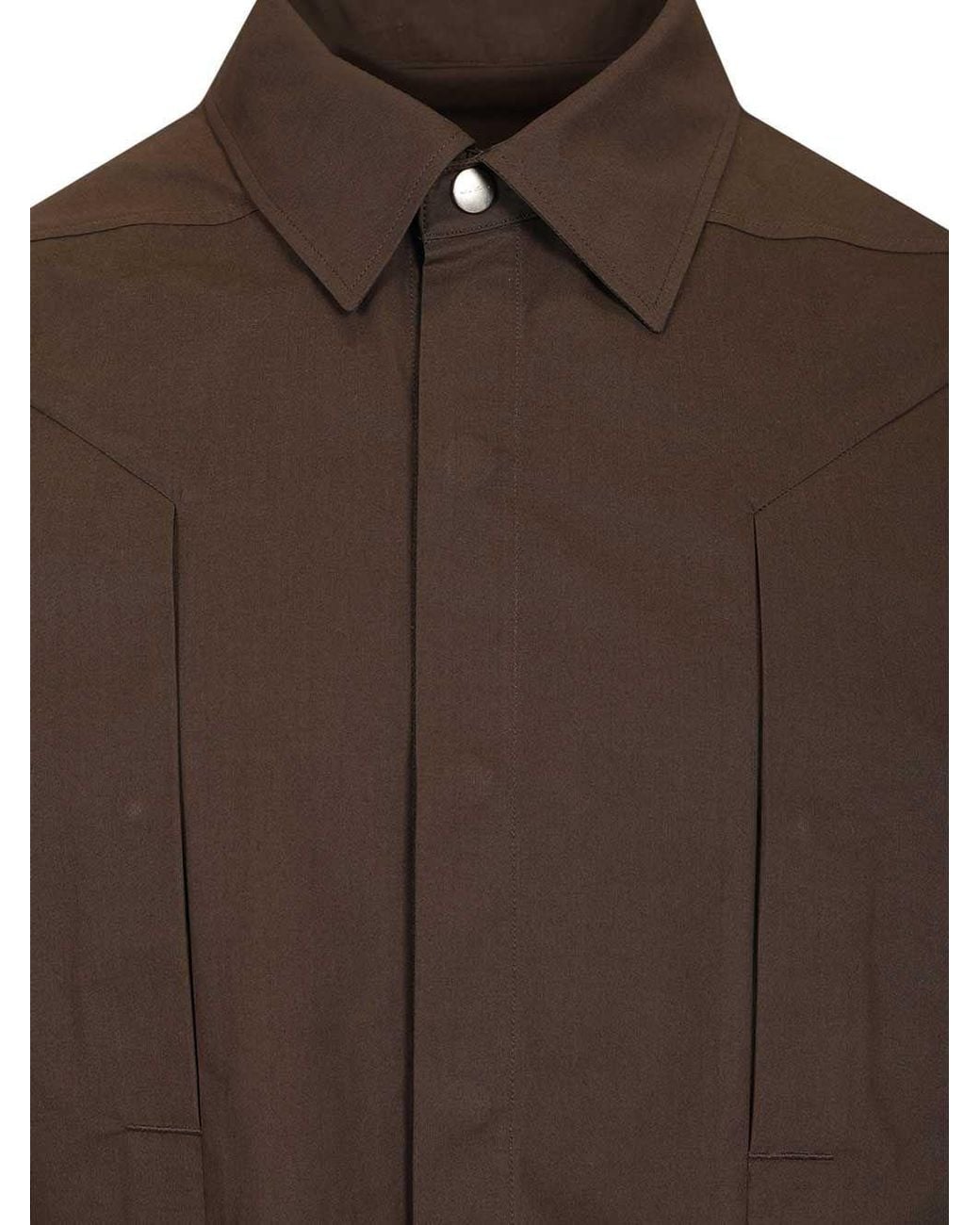 Rick Owens Brown Fogpocket Snap Outer Shirt for men
