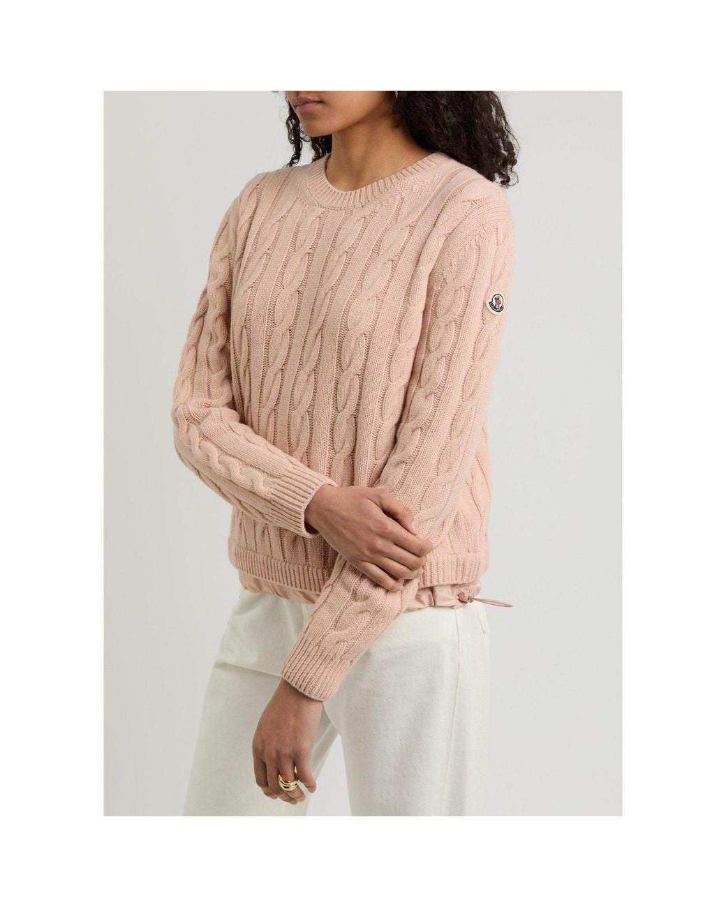 Moncler Pink Wool-Cashmere Cable Knit Jumper