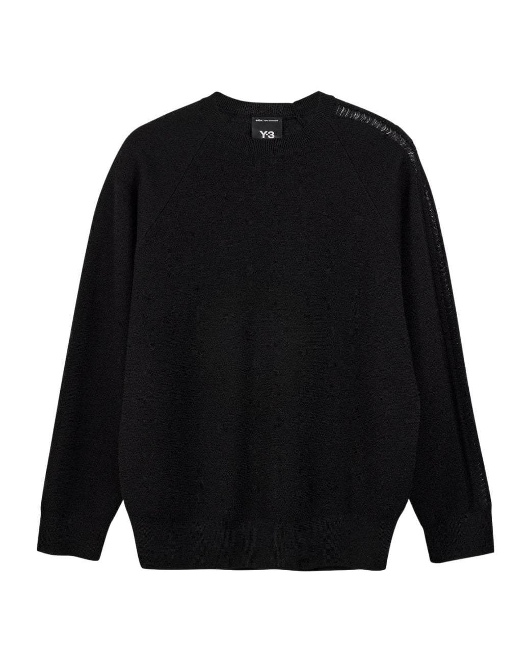 Y-3 Black Logo Knit Crewneck Sweatshirt for men
