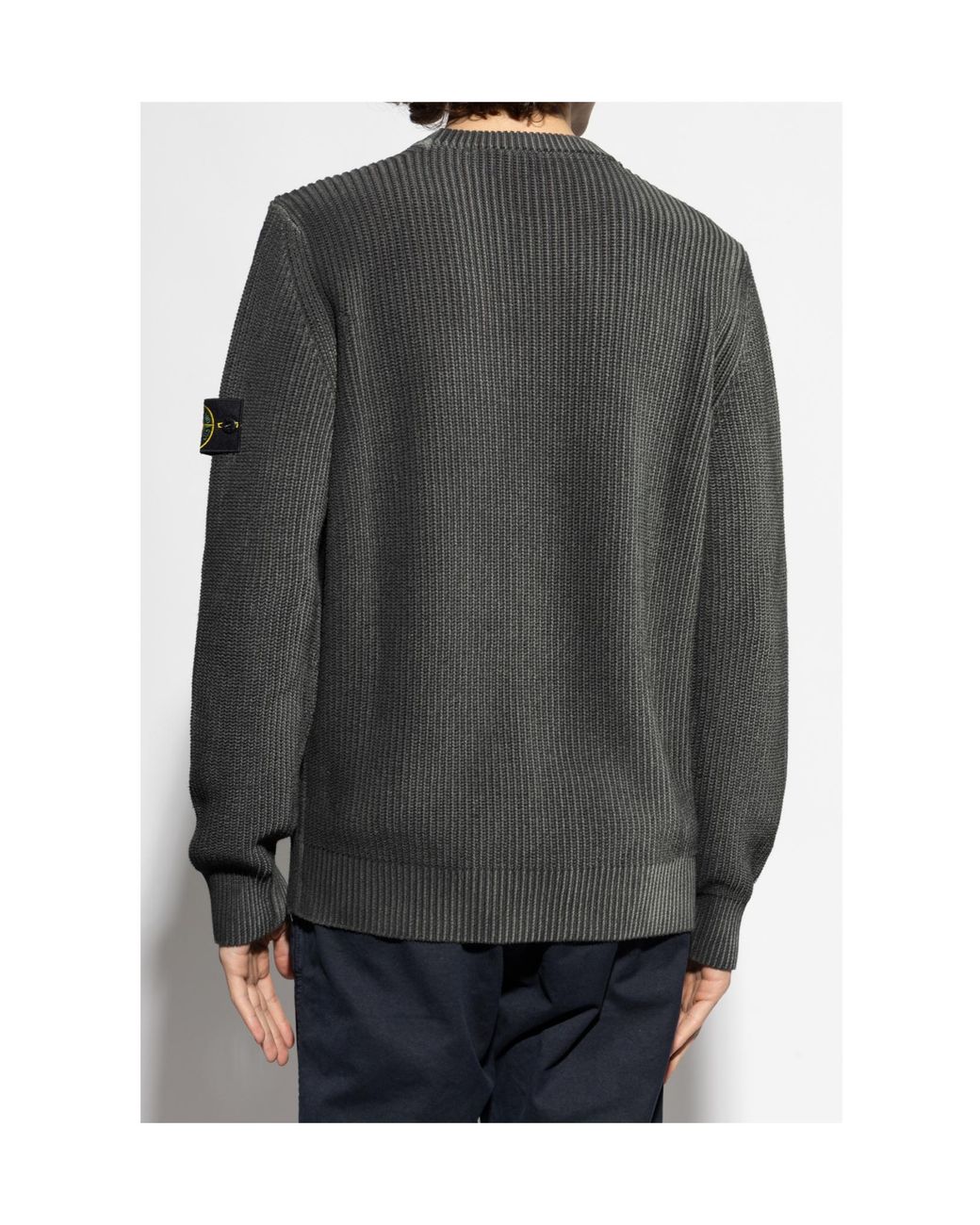 Stone Island Gray Logo Patch Knitted Jumper for men