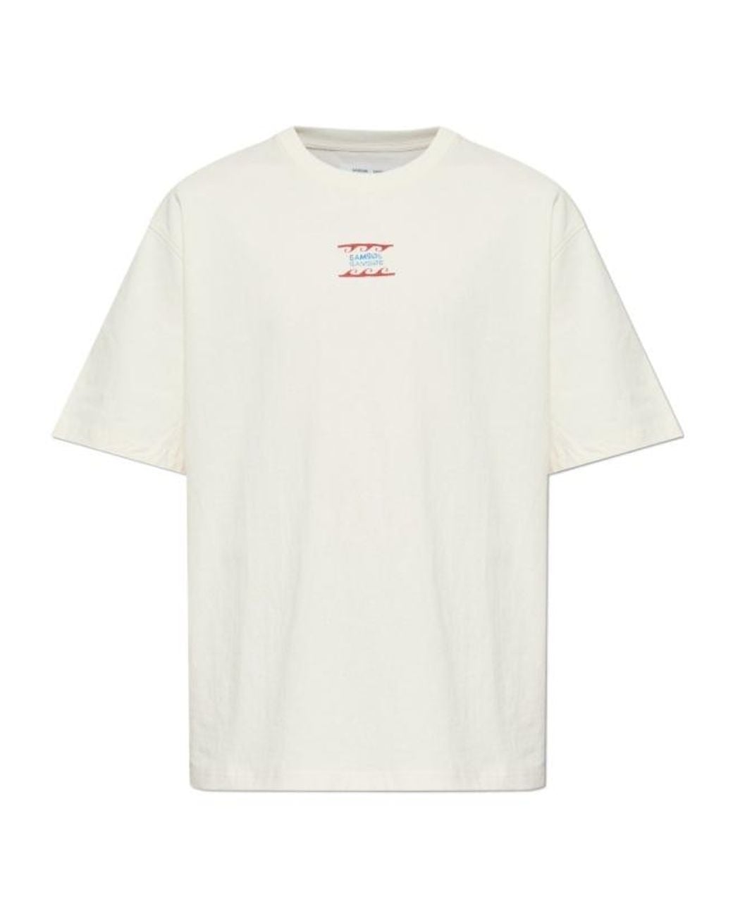 Samsøe & Samsøe White Samsøe Samsøe Sagergei Logo Crewneck T-Shirt for men