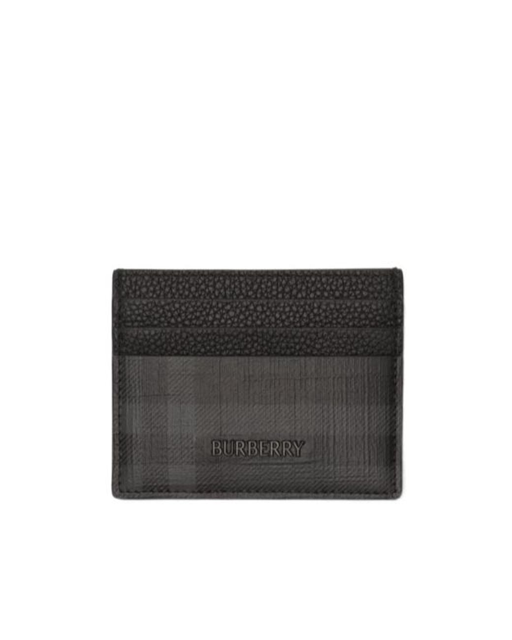 Burberry Black City Check Card Case for men