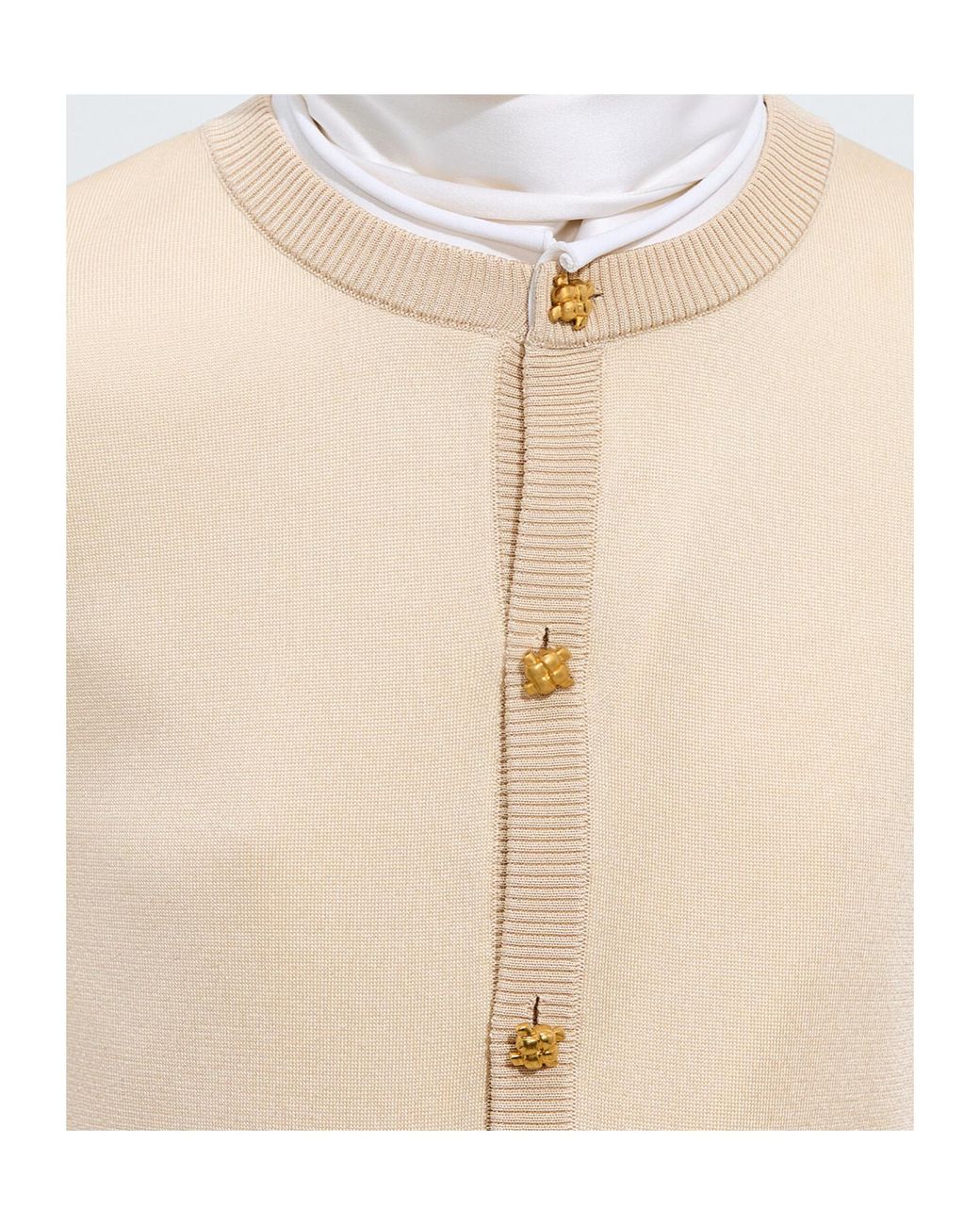 Bottega Veneta Natural Silk Knit Cardigan With Nodo Buttons