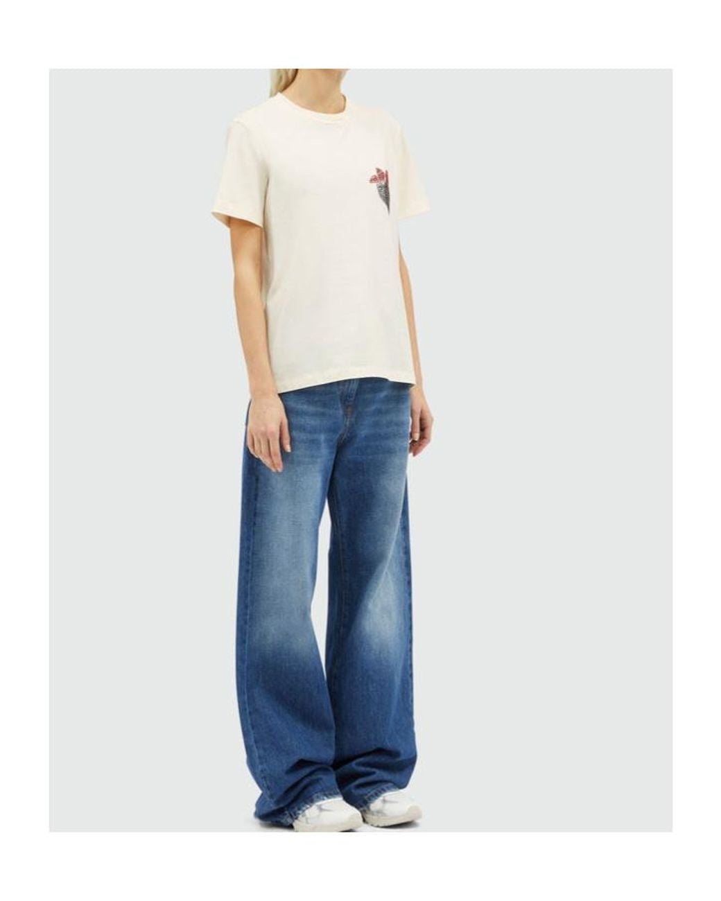 MSGM White Crystal-Embellished Crew-Neck T-Shirt