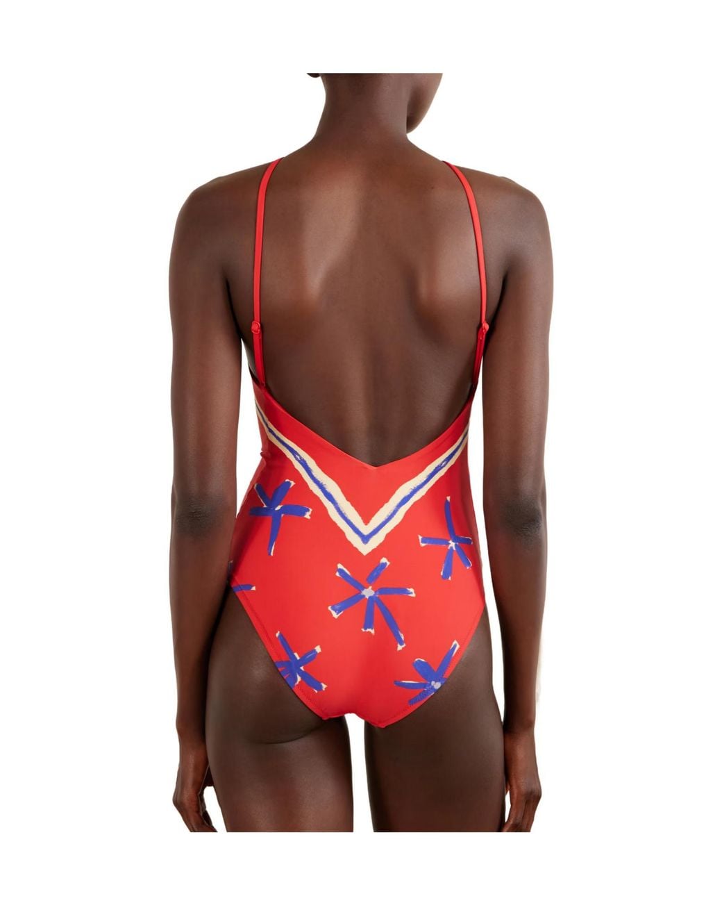 Staud Red Cadence Printed Halterneck One-Piece