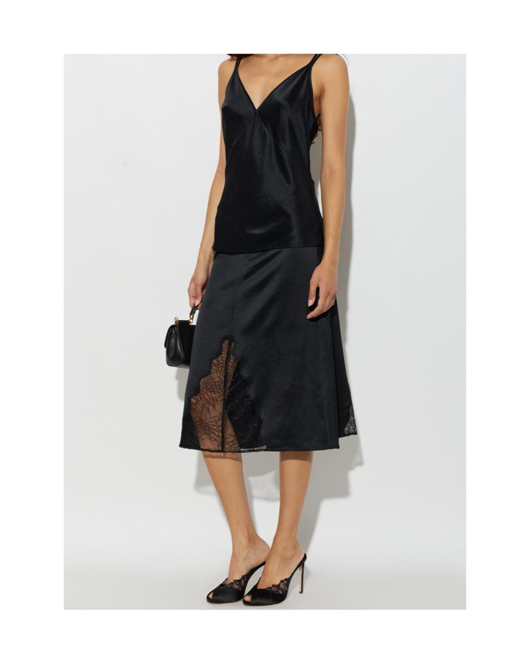 Anine Bing Black Mid-Length Skirt With Slit Detail