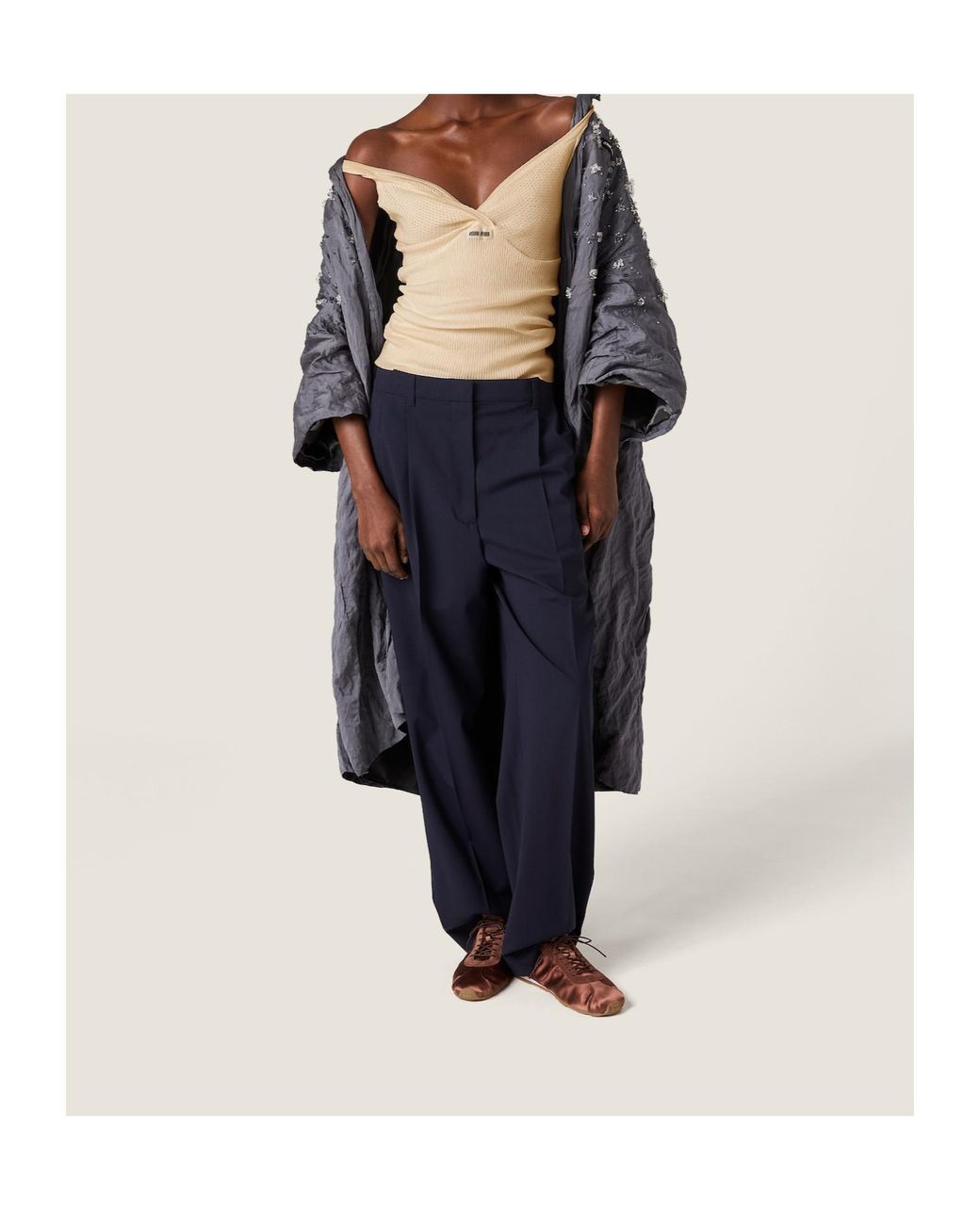 Miu Miu Blue Wool Casual Pants