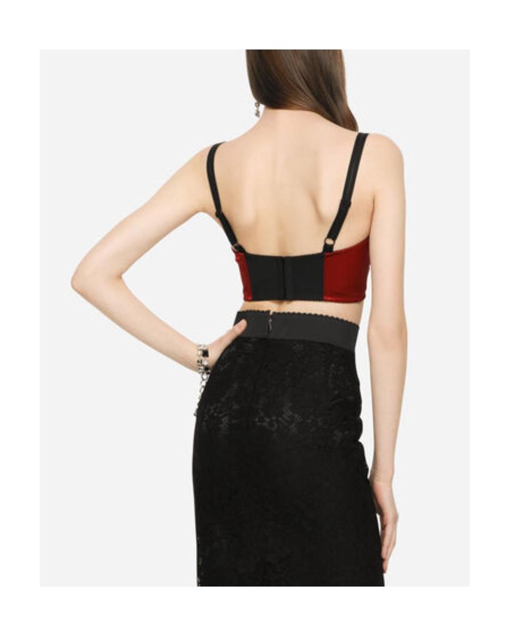 Dolce & Gabbana Red Cropped Bustier Top