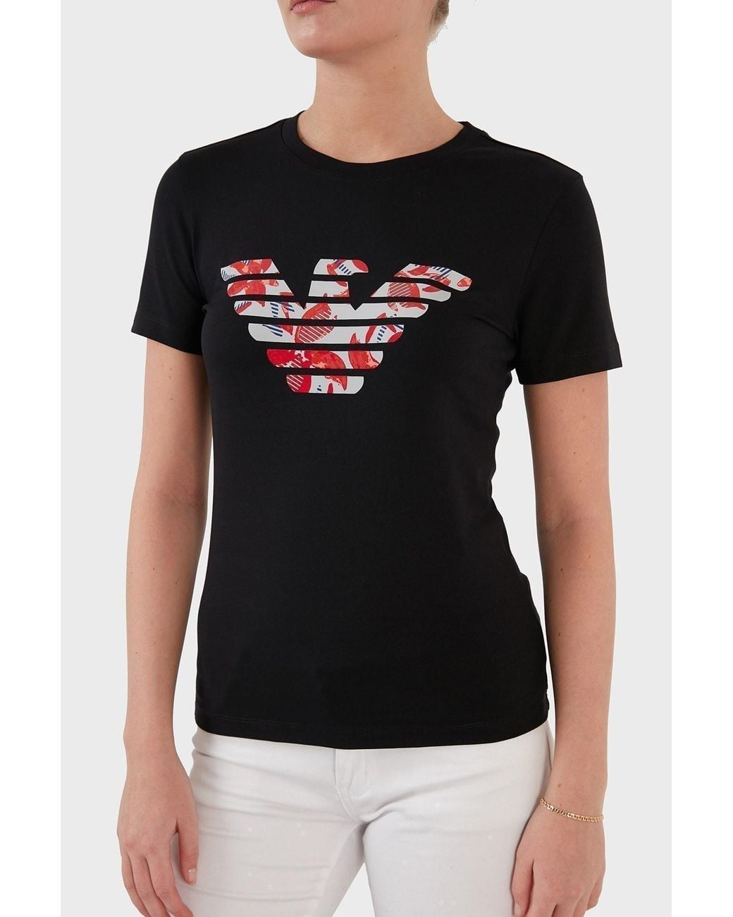 Emporio Armani Black Crew-Neck Logo T-Shirt