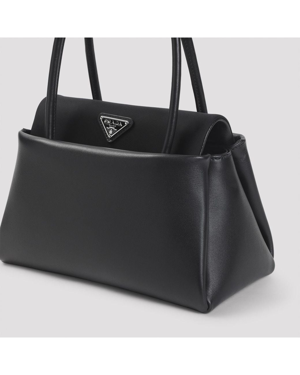 Prada Black Triangle-Logo Tote Bag
