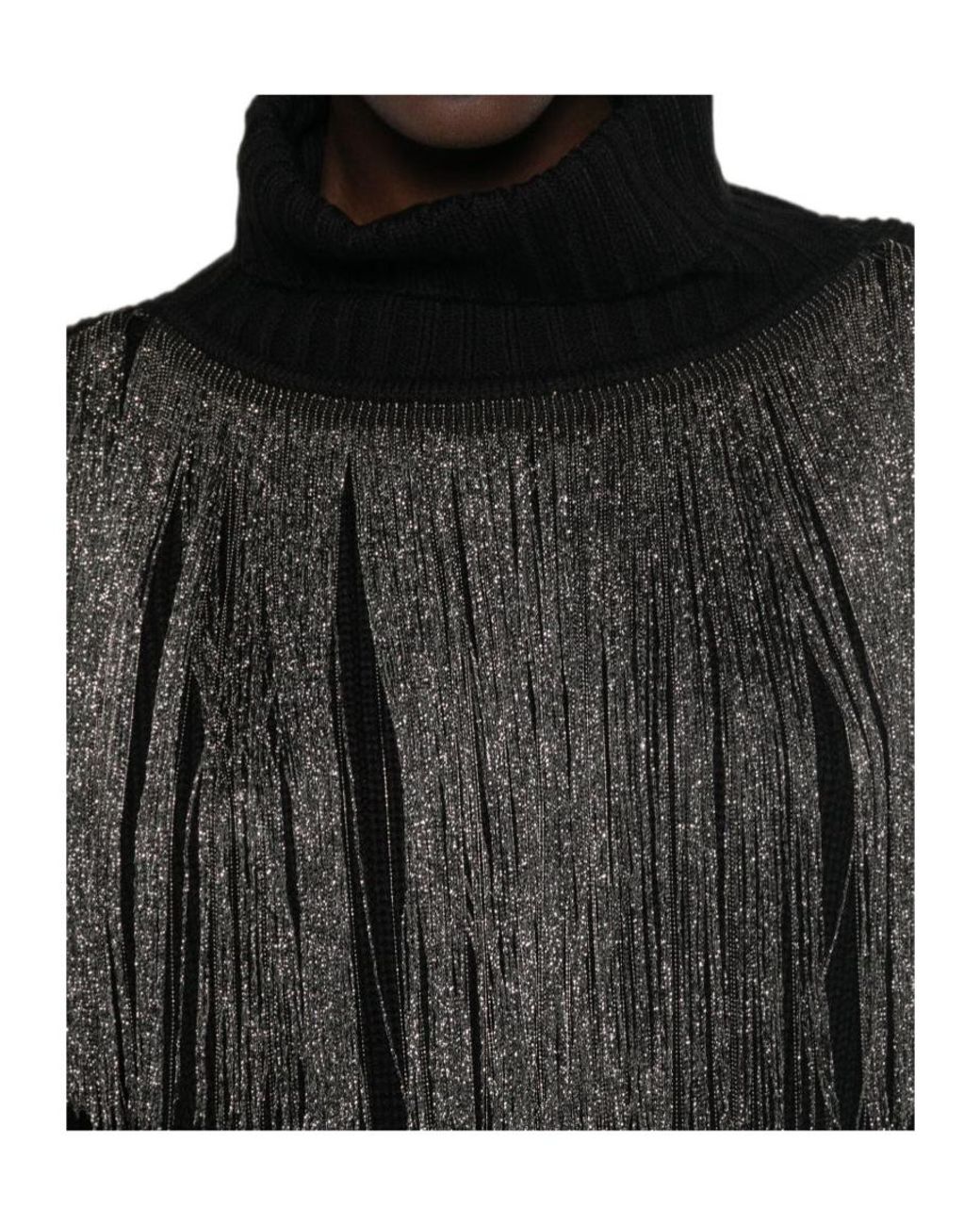 Pinko Black Fringed Knitted Jumper