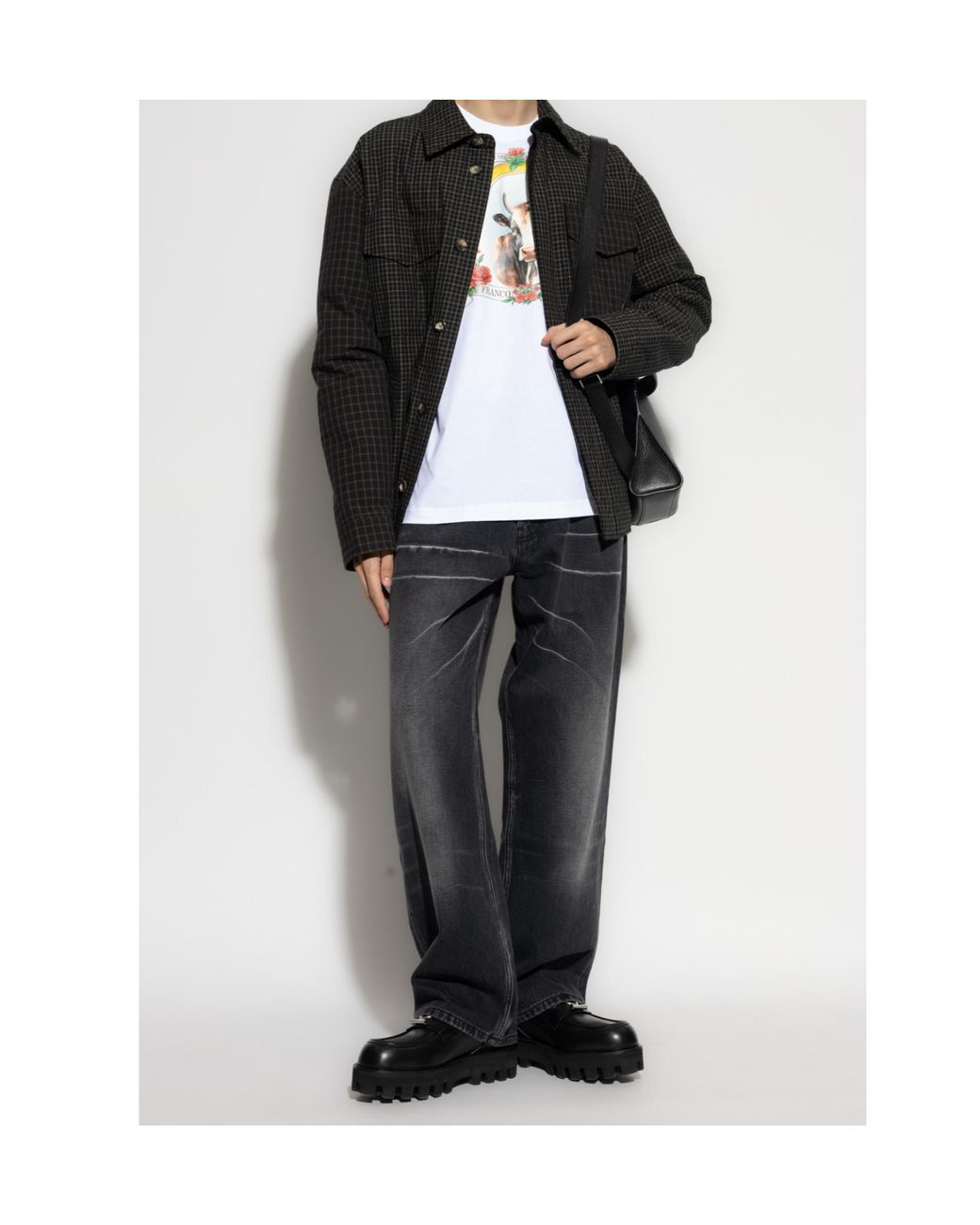 Moschino Black Faded Straight Leg Jeans for men