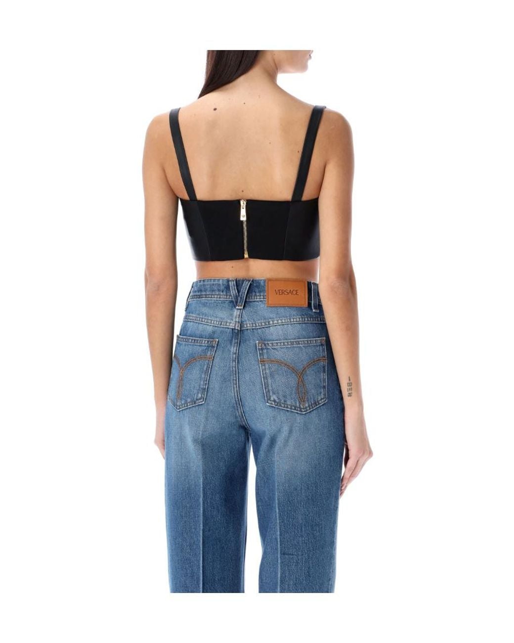 Versace Blue Medusa Hardware Straps Bustier