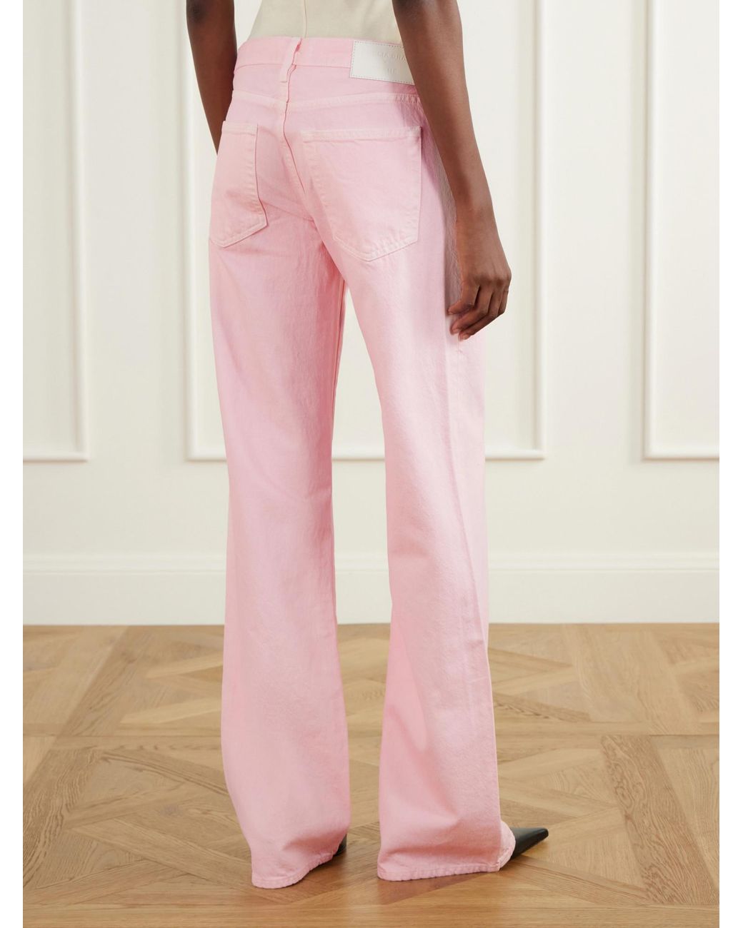 FRAME Pink Cotton Low-Rise Wide-Leg Jeans