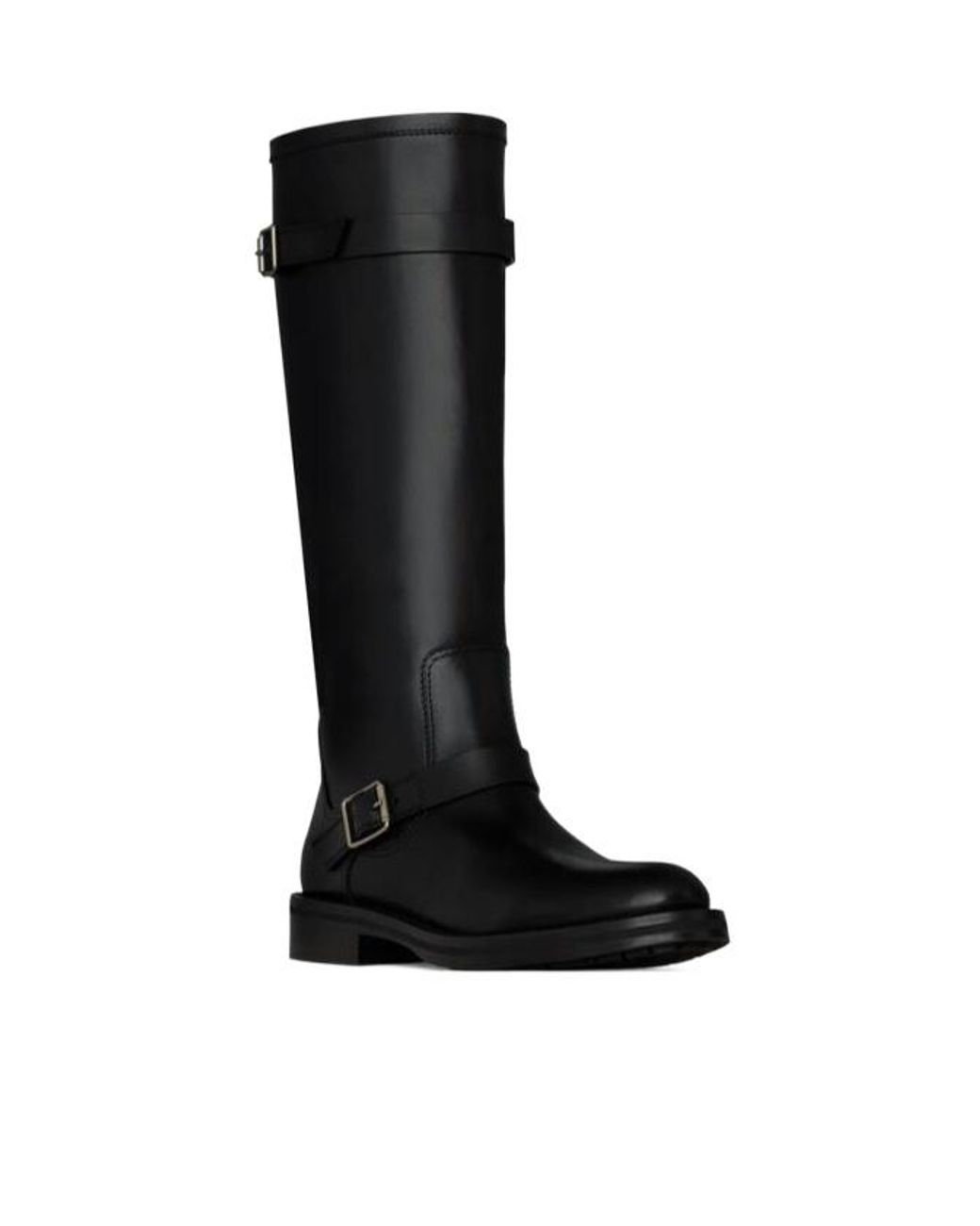Saint Laurent Black River Round Toe Buckled Boots