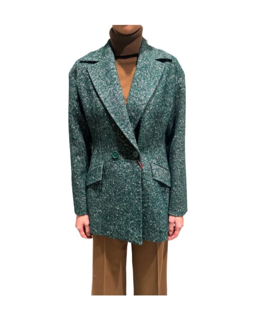 Max Mara Green Long-Sleeved Casual Jacket
