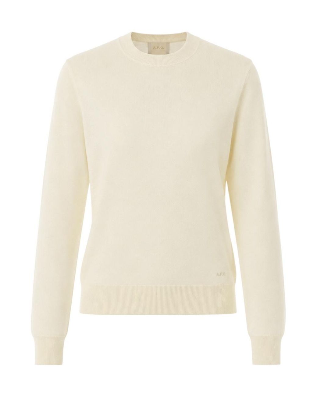 A.P.C. White Philomena Embroidered-Logo Sweater