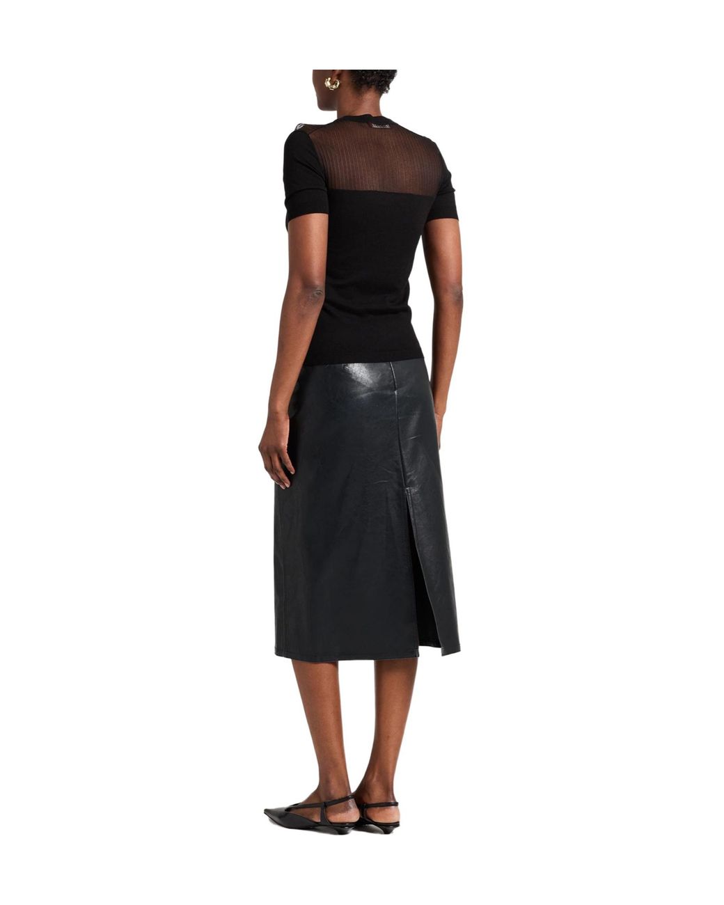 Max Mara Black Solid-Color Short-Sleeved Knitted Top