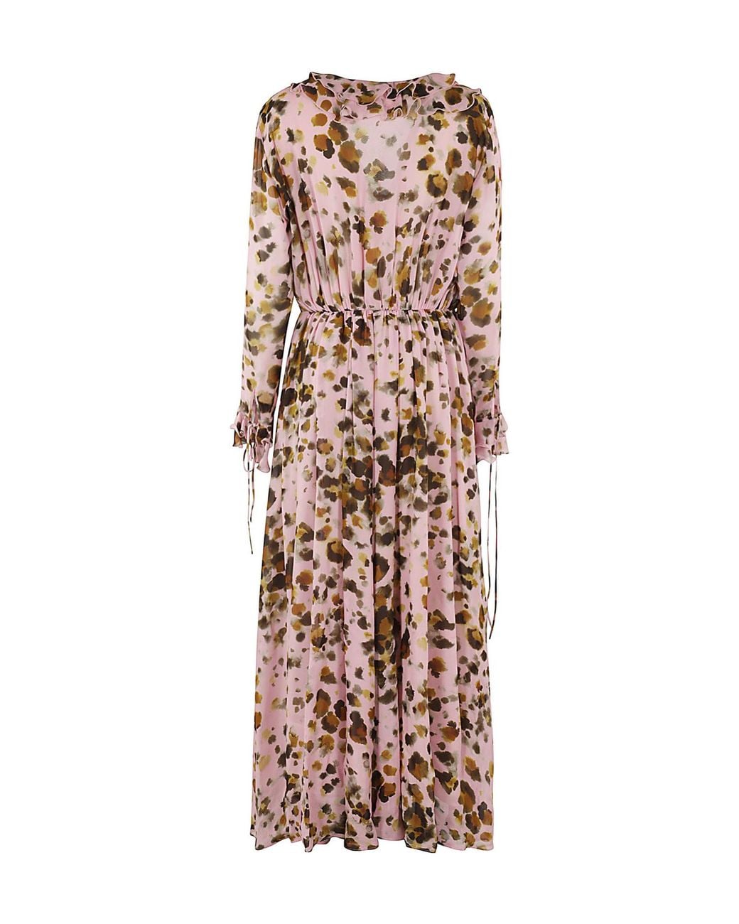 MSGM Multicolor Abstract Printed V-Neck Midi Dress