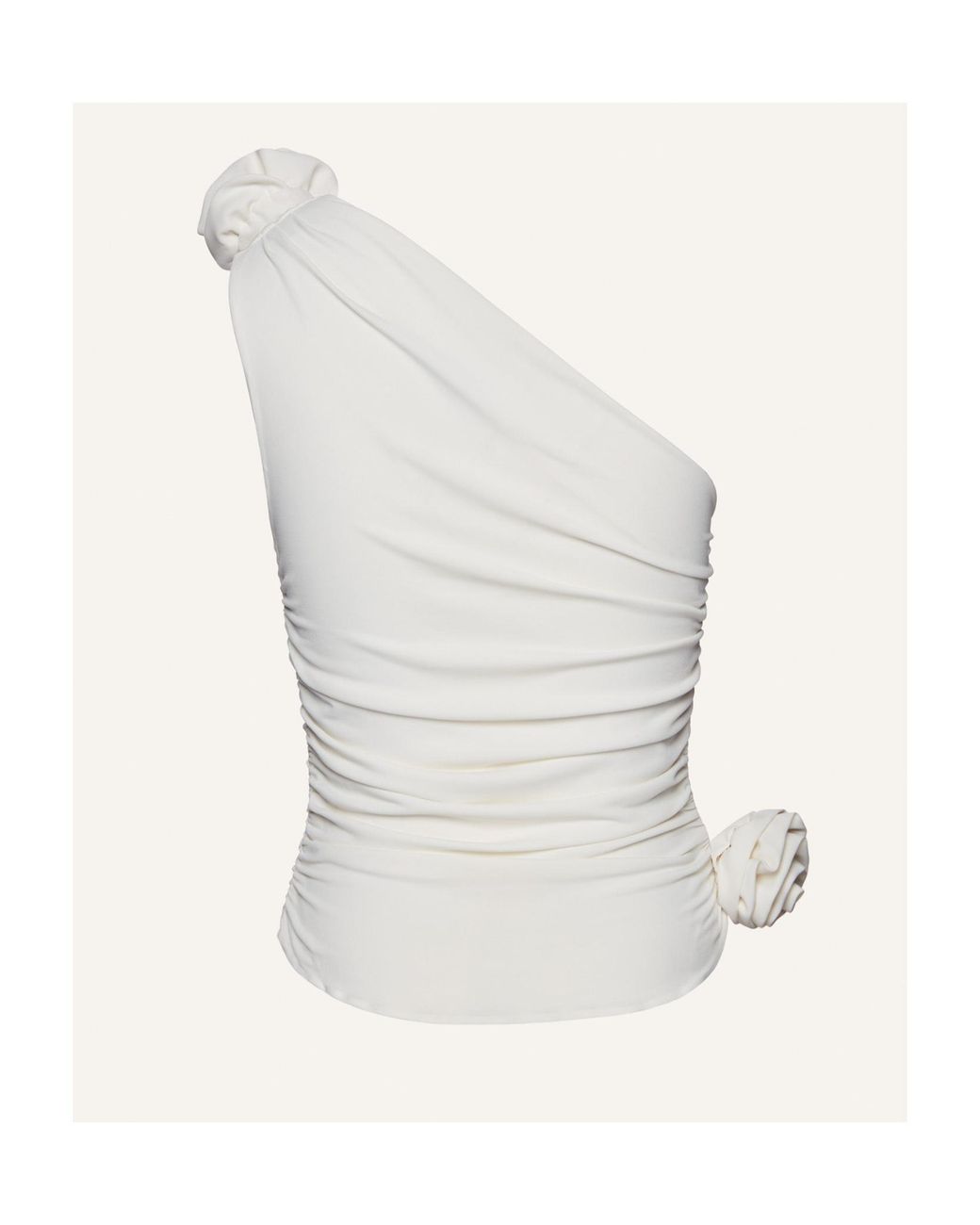 Magda Butrym White One Shoulder Ruched Top