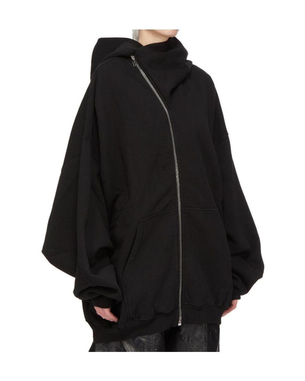 Rick Owens Black Mountain Hun Asymmetric Zip-Up Hoodie