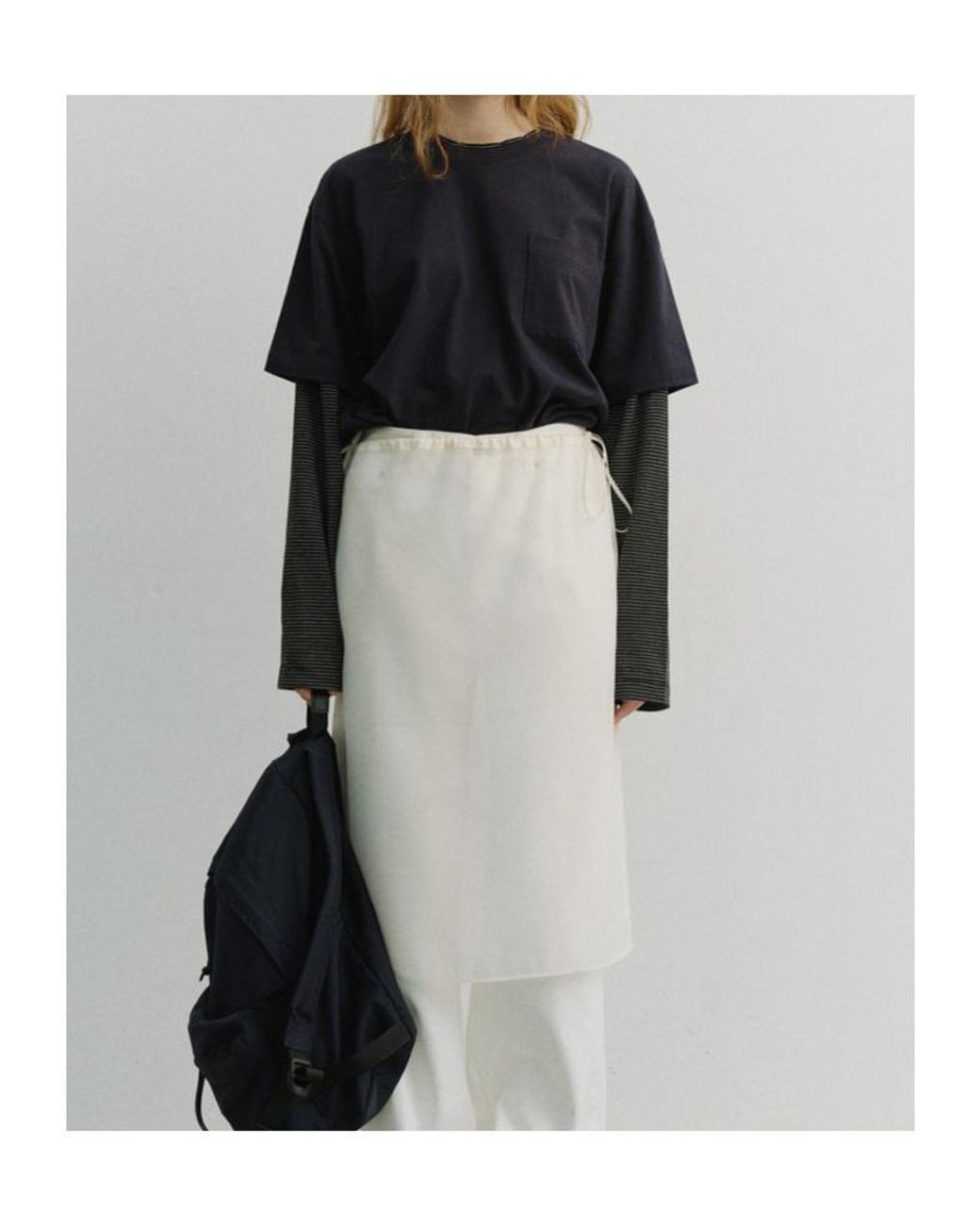 DUNST White Drawstring Midi Skirt
