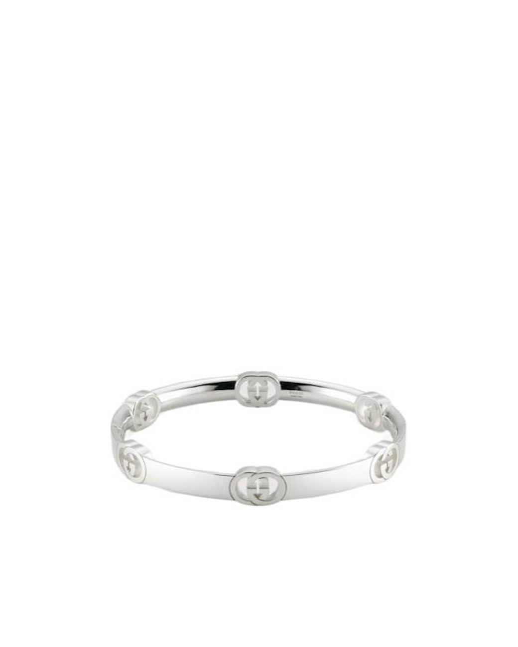 Gucci White Interlocking Bangle Bracelet