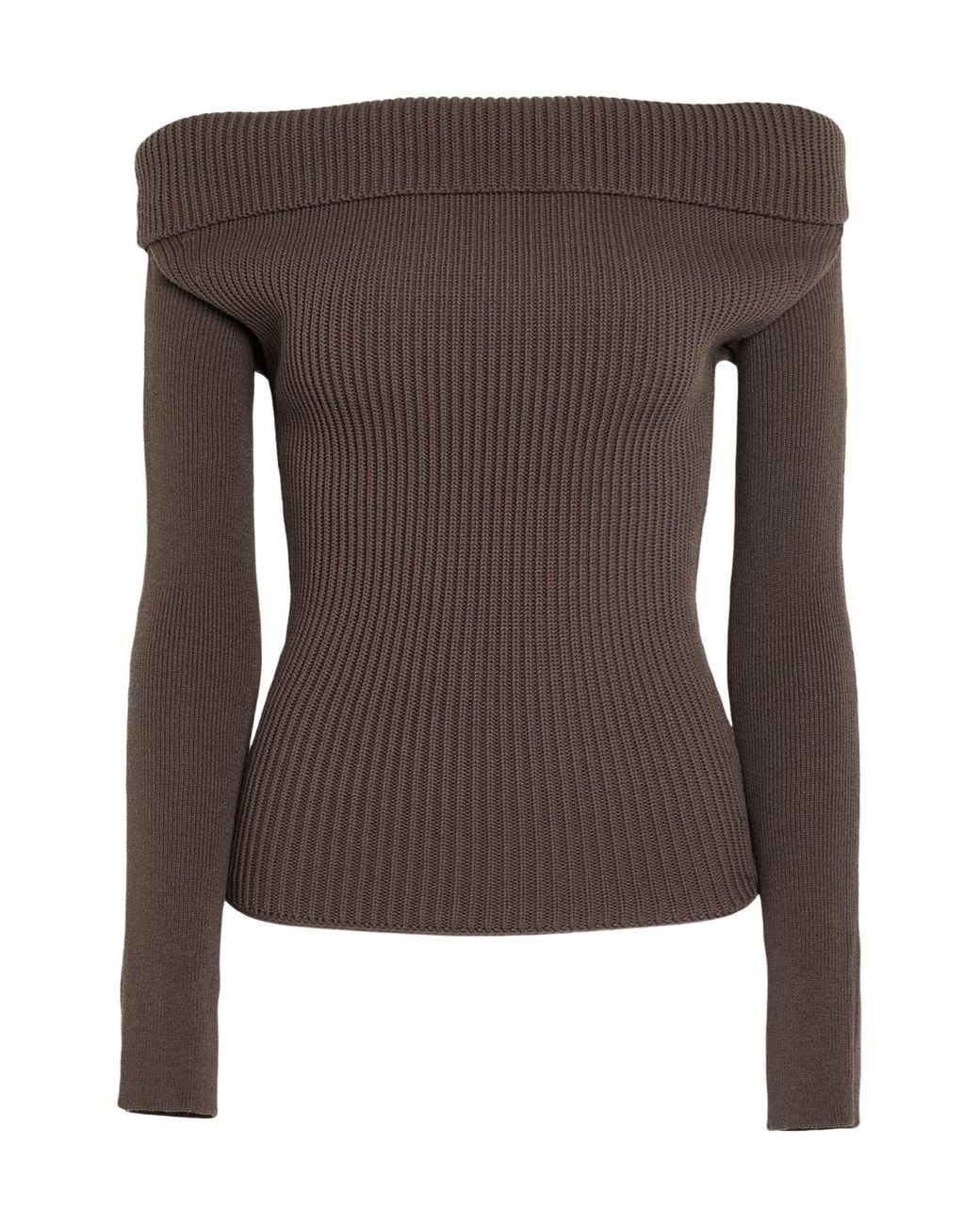 Rick Owens Brown Solid-Colored Wool High-Neck Top