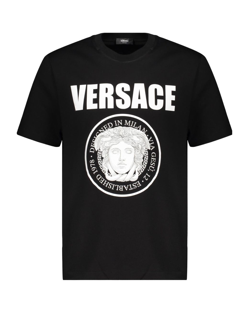 Versace Black Logo-Printed Crewneck T-Shirt for men
